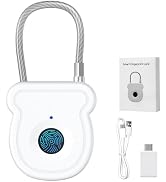 Larimuer Smart Fingerprint Padlock for Luggage - 20 User Capacity, USB Key & Emergency Code, Keyl...