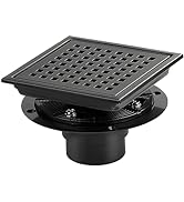 SaniteModar Shower Drain, 6 inch Square Shower Floor Drain with Flange, Removeable Grid Panel SUS...