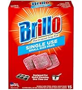 Brillo Single Use Steel Wool Soap Pads, Smaller Size Original Red Scent, 15 Count (Singles, 15 Co...