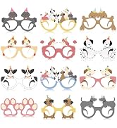 32 Pcs Retro Puppy Party Decorations Vintage Dog Theme Glasses Props Retro Dog Photo Booth Access...