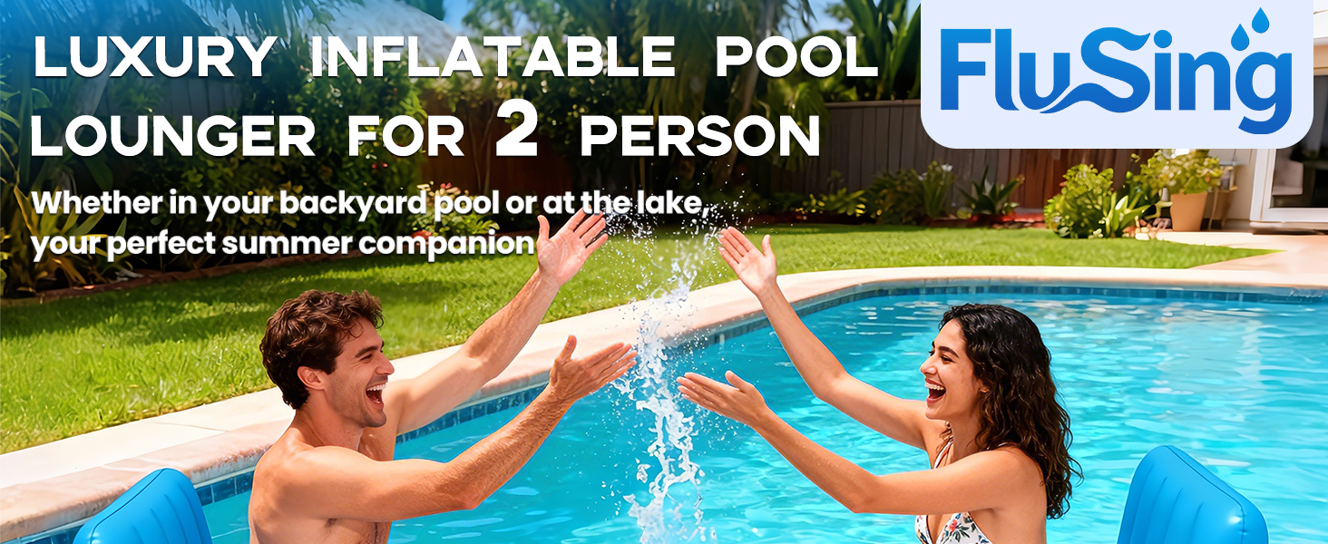 Inflatable Tanning Pool Lounger Float for 2 Person Pool Float Chairs for Adults