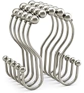 AmazerBath Shower Curtain Hooks, Shower Curtain Rings, Metal Nickel Shower Curtain Hooks Rust Pro...