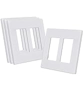 CML Screwless Decorator Wall Plate, 2 Gang Outlet Covers, 4 Pack Decorative Light Switch Plates, ...