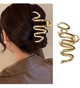 Gold Irregular Hair Claw Clips Elegant Metal Hair Clip Exquisite Wave Designs Hair Jaw Clips Larg...