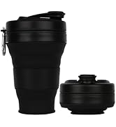 UNNESTAR Collapsible Travel Cup with Straw Silicone Portable Coffee Cup Sport Bottle Camping Outd...