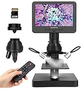 Andonstar AD246S-P HDMI Digital Microscope with 7'' Screen, 4000x 3 Lens 2160P UHD Video Record, ...