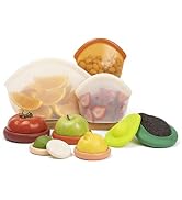 Food Huggers Kitchen ECO-ESSENTIAL 10 Pieces - Food Huggers Terra Cotta(Set of 5) + Avocado Hugge...