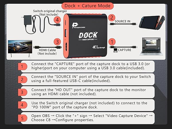 Dock capture mode switch dock capture connection