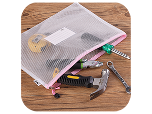 Mesh Zipper Pouch, A4, 6 Pack, Zipper Pouch with Label Pocket, Plastic Mesh Zipper