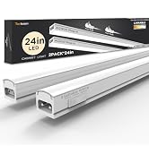 Under Cabinet Lighting Plug in 24in 2Pack AC120V 3CCT 3000/4000/5000K, Super Bright,Linkable Unde...