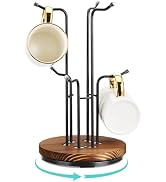 HULISEN 360° Rotating Mug Tree, Coffee Mug Holder for Large Cups, 6 Hooks | Cup Holder for Counte...