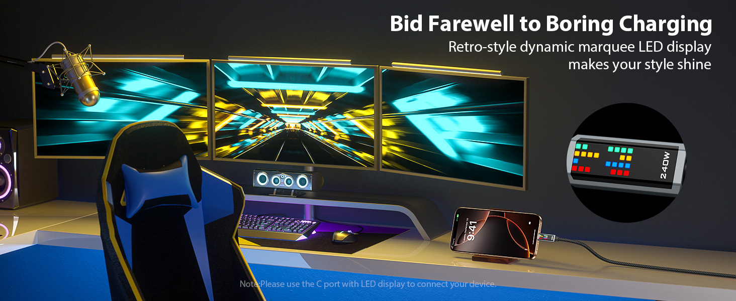 USB c to usb c cable with LED display