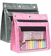 Yoeejob 1inch Expandable Pencil Pouch for 3 Ring Binder, 2 Pack Large Capacity Pencil Pouch with ...