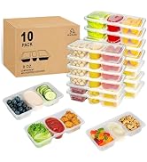 MACTANO 8 OZ Reusable Snack Containers with Lids, New 3 Compartment Condiment Snack Pack Containe...