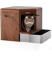 Gradner Pet Cat Litter Tray, Odour-Resistant Enclosed Cat Litter Box, Covered Litter Tray for S/M...