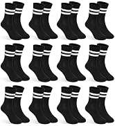 GENTABY 12 Pairs Boys Toddler Socks, Crew Kids Socks Breathable Athletic Sock with Retro Stripes ...