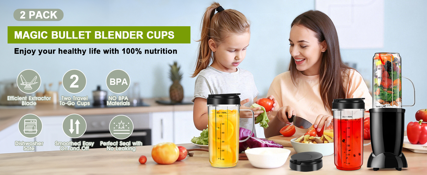 2 Pack Magic Bullet Blender Cups