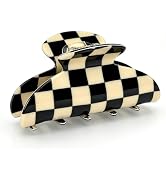Medium Check Hair Claw Clip for Women, Lightweight Acrylic Non-Slip Jaw Clip, Medium Strong Hold ...