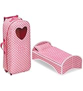 Badger Basket Toy 3-in-1 Doll Trolley Travel Carrier with Rocking Bed and Bedding for 18 inch Dol...