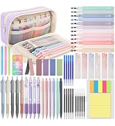 DazSpirit 61 PCS Aesthetic School Supplies with Cute Pen Case, Pastel Highlighters, Gel & Erasabl...