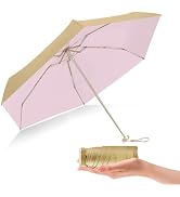 ESUFEIR Mini Travel Sun Umbrella for Purse-Small Compact UV Umbrella UV Blocker-Lightweight Porta...