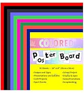pmybupo 30 Pcs 14x18 Poster Board 10 Assorted Color Blank Graphic Display Boar,Bright Color Cards...