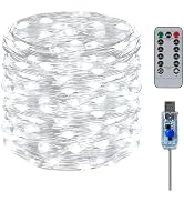 Twinkle Fairy Lights 8 Modes with Remote and Timer 33ft 100LED USB Plug in String Lights Waterpro...