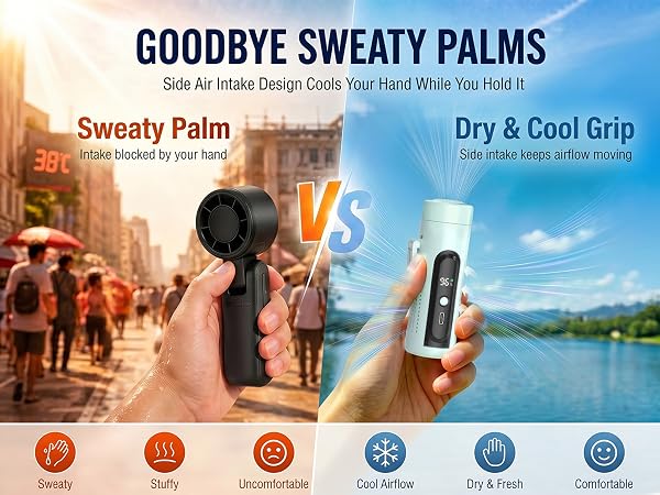Cooling Handheld Fan with Side Intake Design