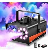 1200W Fog Machine, Halloween Smoke Machine Fog with Disco Ball Lights, 6000CFM with 13-Color LED ...