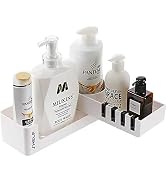 SUNFICON Adhesive Shower Caddy Expandable Bathroom Storage Shelf with Hooks Wall Mounted Kitchen ...