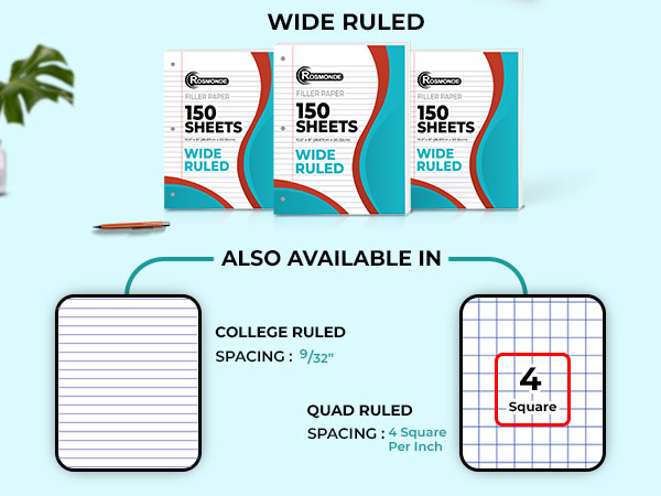 think loose leaf paper binder ring basics 3-Ring standard notebook paper reinforced school