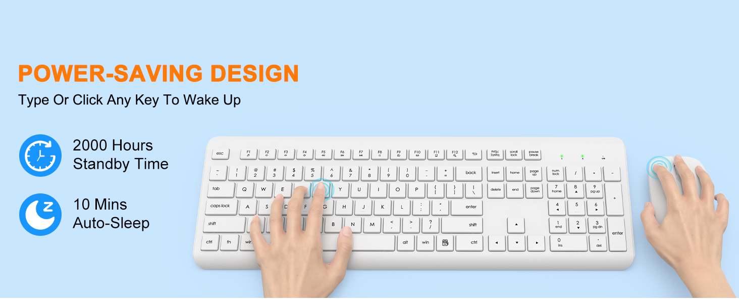Wireless Keyboard and Mouse Combo Full Size Silent Ergonomic Keyboard Mouse Cordless Mouse Keyboard