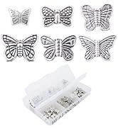 BEADNOVA 60pcs Tibetan Silver Butterfly Spacer Charm Beads for Jewelry Making Findings Assorted 6...