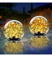 uuffoo 2-Pack Solar Floating Pool Lights Ball Solar Powered LED Flickering that Float Globe Light...
