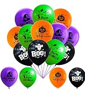 HADCKJA Halloween Balloons Halloween Party Supplies with Orange Pumpkin Black Ghost Green Bat Pur...