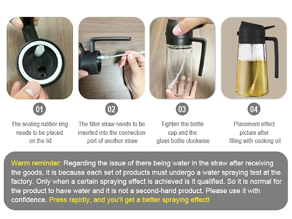 2 in 1 Glass Oil Sprayer, Cooking Oil Sprayer,16oz Oil Sprayer for Oil Bottle - Kitchen Gadgets
