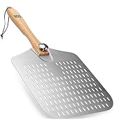 OUII Perforated Pizza Peel 12 x 14 Inch. - Aluminum Metal Pizza Spatula Paddle for Grill with Fol...