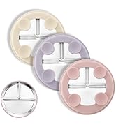 Bakpoco Stainless Steel Suction Plates for Toddlers, 8" Divided Kids Baby Plates with Removable S...