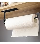 SUNTECH Paper Towel Holder Under Kitchen Cabinet - Self Adhesive Matte Black Towel Paper Holder S...