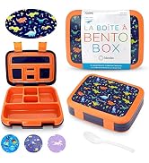 Dinosaur Bento Lunch Box for Boys Toddlers, 5 Portion Sections Secure Lid, Microwave Safe BPA Fre...