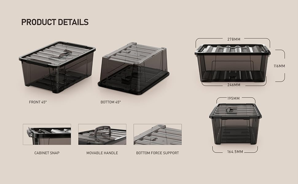 small plastic storage bin with lid and latch
