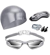Hurdilen Swim Goggles Swimming Goggles No Leaking with Nose Clip, Earplugs, Swim Cap and Case for...