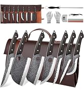 ROCOCO 13PCS Butcher Cleaver Knife Set for Meat Cutting Serbian Chef Viking Boning Knife with Rol...