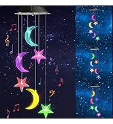 Toodour Solar Wind Chimes, Color Changing Wind Chimes Moon and Star, LED Decorative Mobile, Gift ...