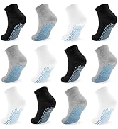 SkiBeaut 12 Pairs Toddlers Boys Grips Socks Girls Kid Low Cut Gripper Non Slip Skid Sticky Socks ...