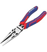 WORKPRO Premium 8” Needle Nose Pliers, Paper Clamp Precision, Heavy-Duty CRV Steel, Large Soft Gr...