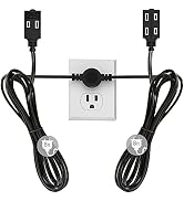 Twin Extension Cord Power Strip - 16 Feet Double Extension Cord - 8 feet on Each Side - Flat Head...