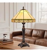 Table Lamp with Stained Glass Shade, Vintage Style Desk Lamp, Mid Century Modern Bedside Nightsta...