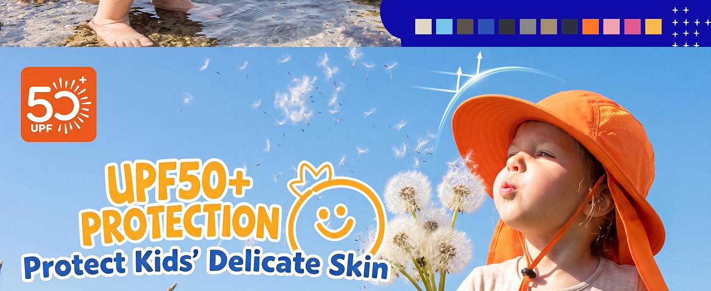 UPF50+ kids sun protection hat