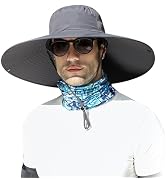 ALANGDUO XXL Big Head & Super Wide Brim Sun Hats for Men, XXL Large Fishing Sun Hat for Safari Ga...